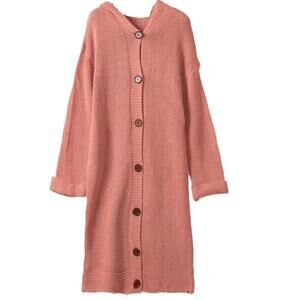 NWOT Light Pink Long Cozy Soft Cardigan Sweater Coatigan Layering Large Pockets